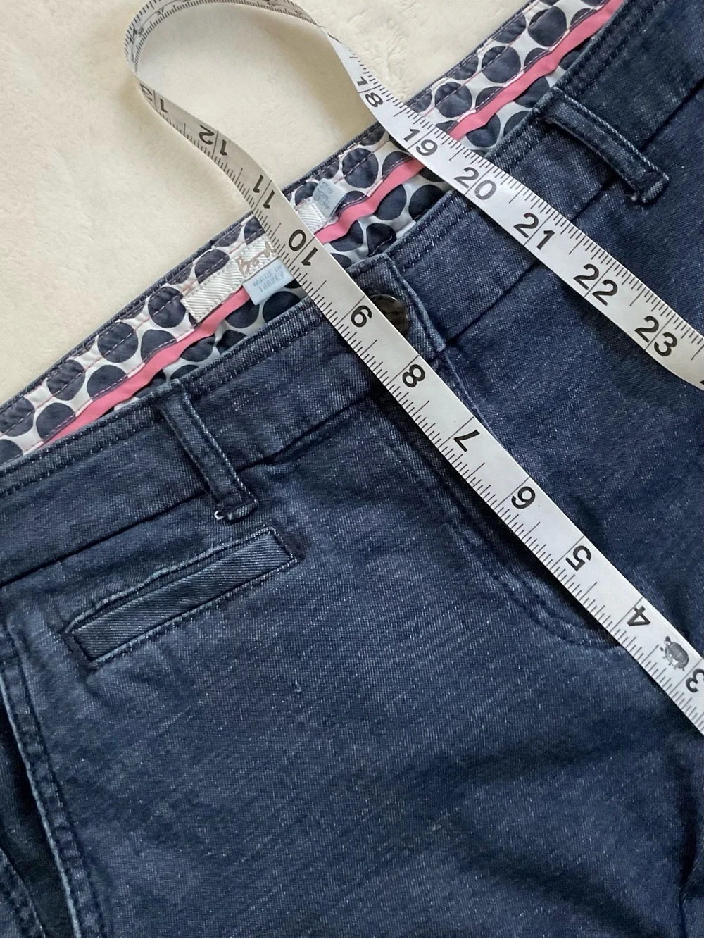 Boden Dark Wash Denim Bermuda Shorts Cuffed Stretch Cotton US Size 6